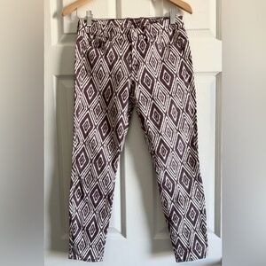 7 For All Mankind Purple and White Patterned Cropped jeans